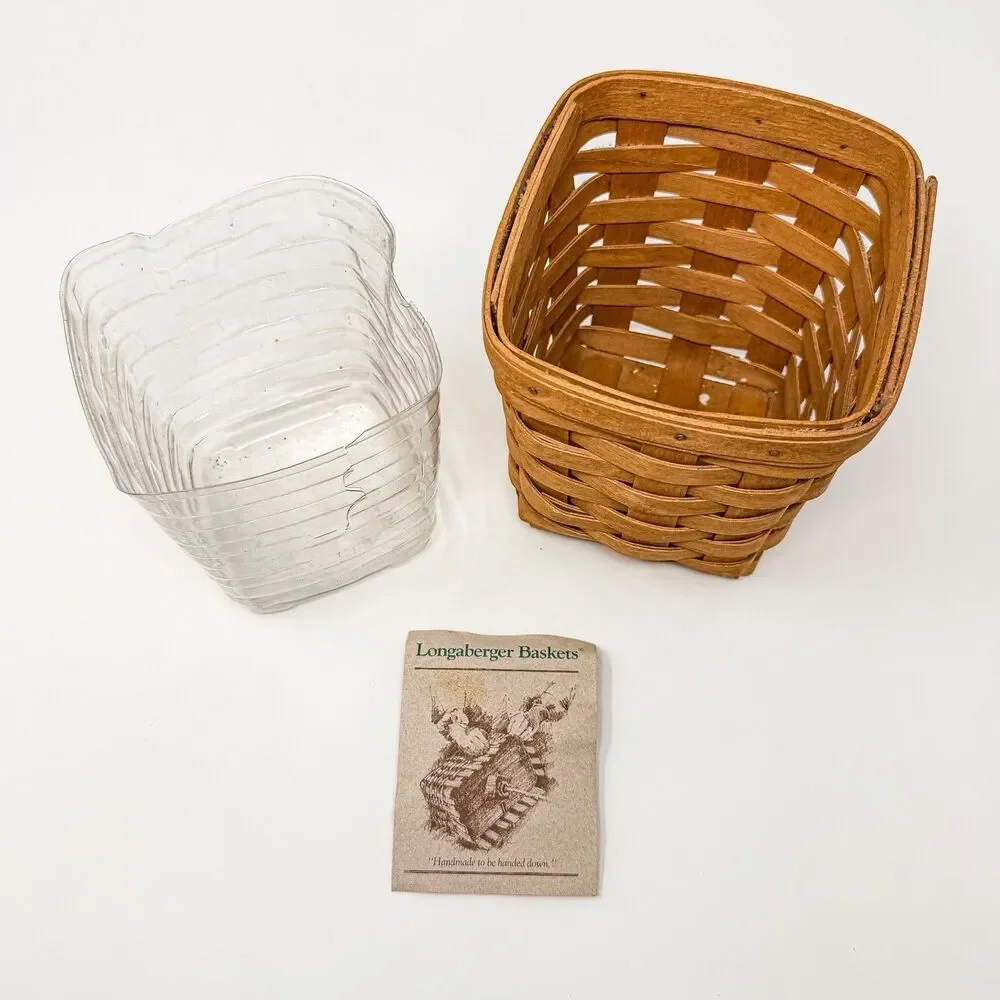 1996 Longaberger Flower Basket w Plastic Protector Handmade USA